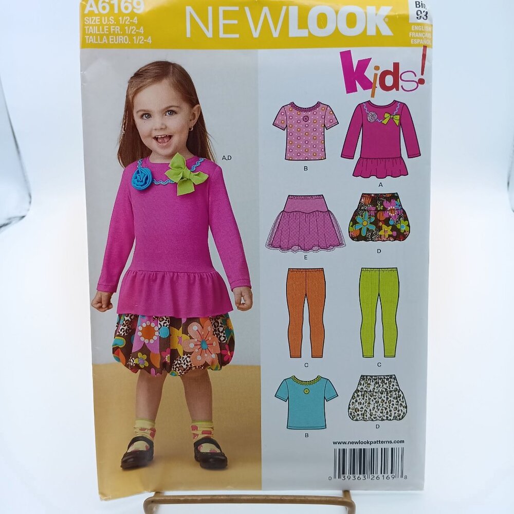 UNCUT Sewing PATTERN New Look A6169, Toddlers 2012 Tops Skirts and Leggings